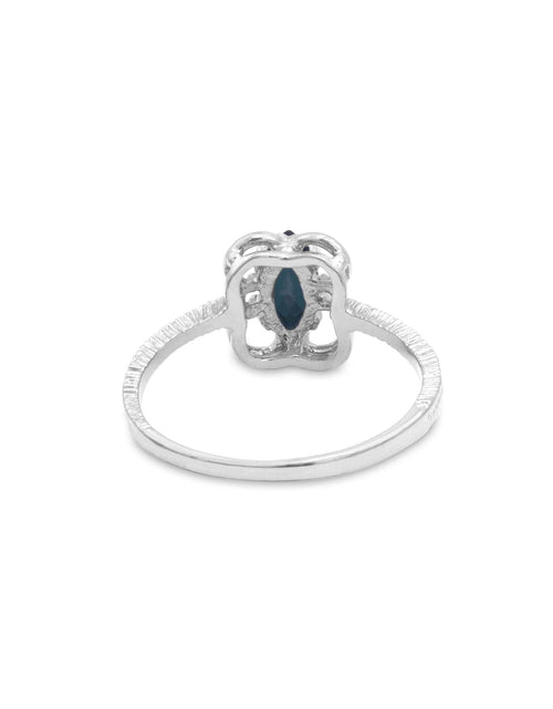 Load image into Gallery viewer, Vintage Jewelry Marquise Cut Jet Black Crystal Cocktail Ring in 18k White Gold Electroplate by PVD Vintage Jewelry
