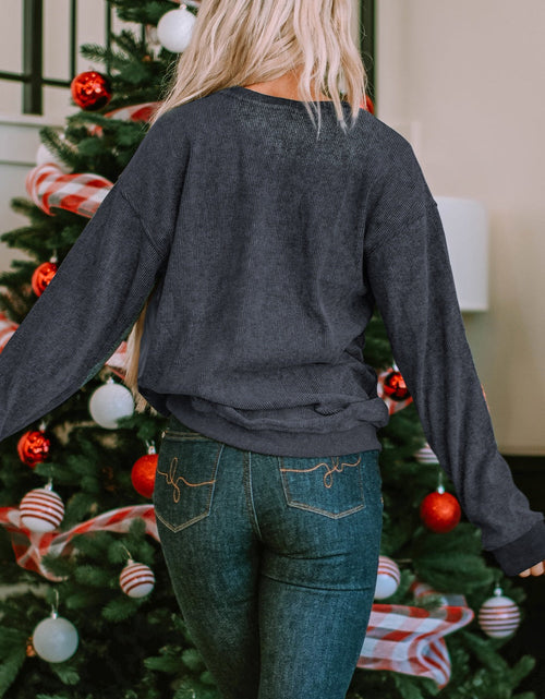 Load image into Gallery viewer, Sequin Patch Pumpkin Round Neck Sweatshirt

