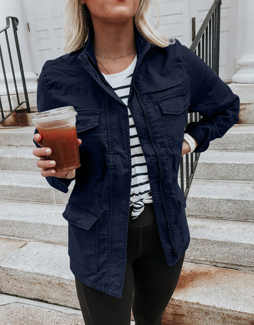 Load image into Gallery viewer, Pocketed Long Sleeve Zip Up Jacket
