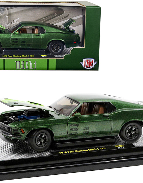 Load image into Gallery viewer, 1970 Ford Mustang Mach 1 428 Green Metallic with Light Green Hood Limited Edition to 6550 pieces Worldwide 1/24 Diecast Model Cars by M2 Machines
