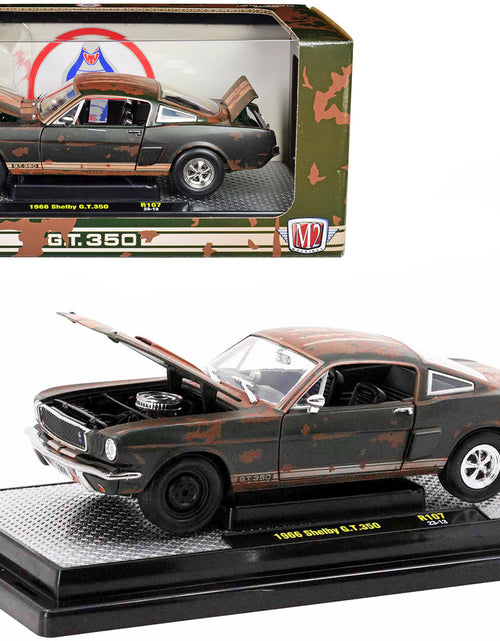 Load image into Gallery viewer, 1966 Shelby GT350 Ivy Green with Wimbledon White Stripes (Rusted) Limited Edition to 5250 pieces Worldwide 1/24 Diecast Model Car by M2 Machines
