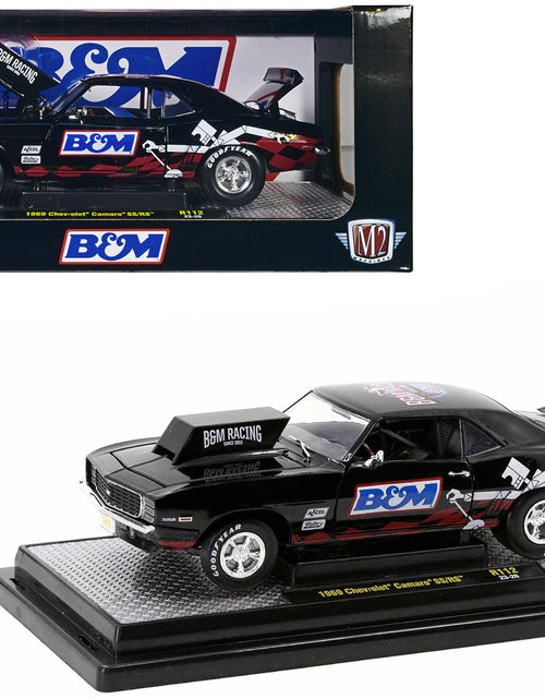 Load image into Gallery viewer, 1969 Chevrolet Camaro SS/RS Black "B&amp;M Racing" Limited Edition to 6650 pieces Worldwide 1/24 Diecast Model Car by M2 Machines
