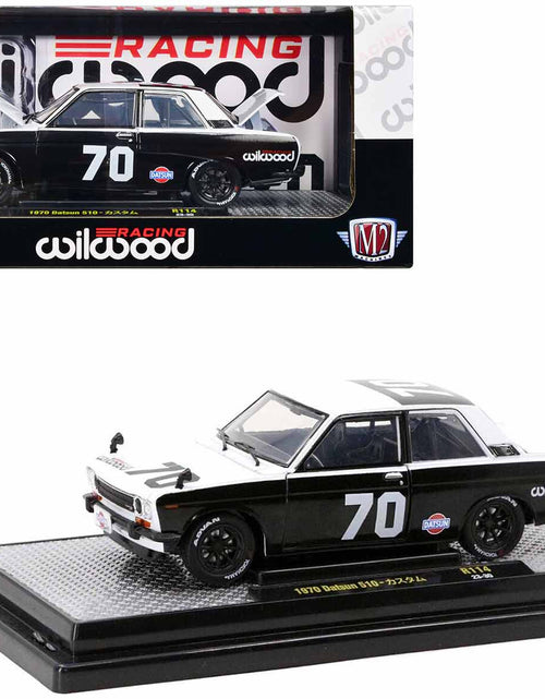 Load image into Gallery viewer, 1970 Datsun 510 #70 Black and White "Wilwood Racing" Limited Edition to 6000 pieces Worldwide 1/24 Diecast Model Car by M2 Machines
