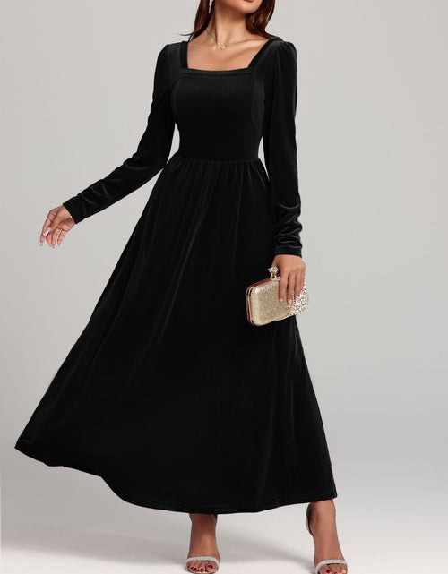 Load image into Gallery viewer, Velvet Square Neck Long Sleeve Dress
