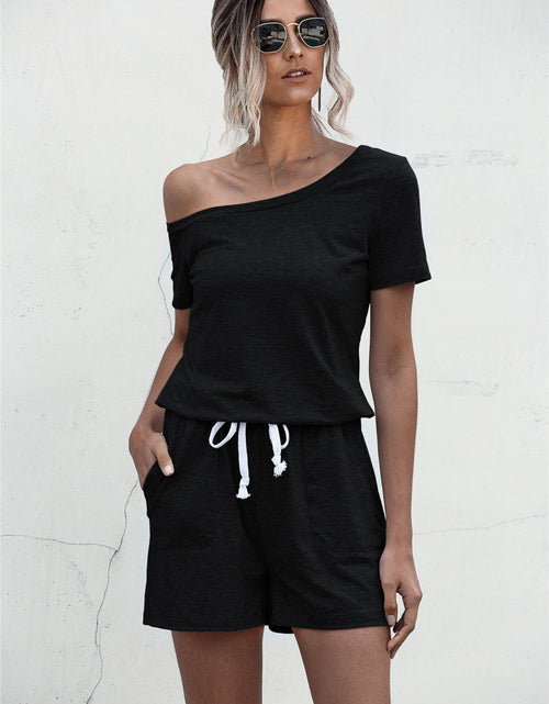 Load image into Gallery viewer, One Shoulder Tie Waist Romper
