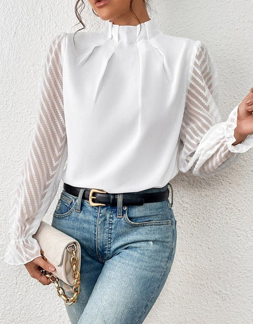 Load image into Gallery viewer, Mock Neck Flounce Sleeve Blouse
