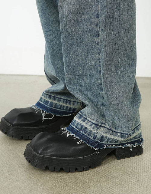 Load image into Gallery viewer, Men's Frayed Hem Jeans with Pockets
