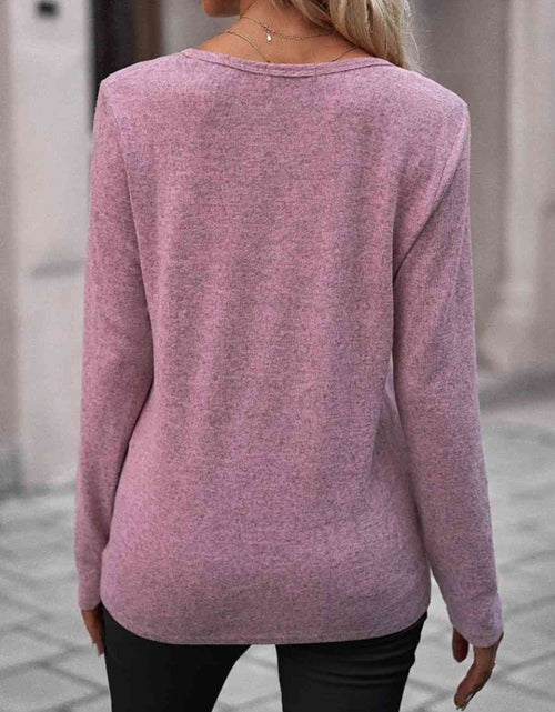 Load image into Gallery viewer, Round Neck Buttoned Long Sleeve T-Shirt
