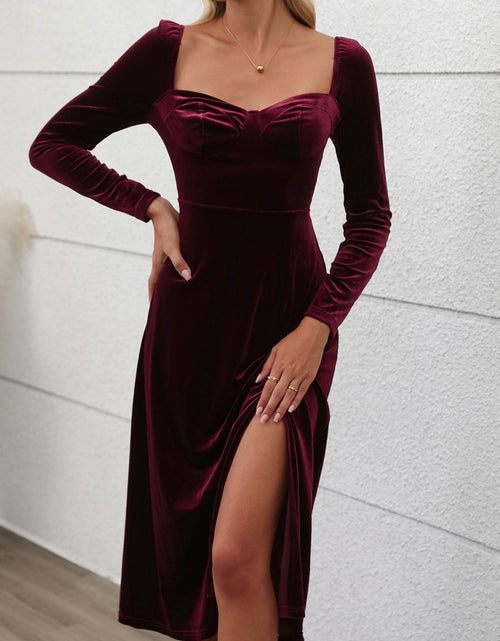 Load image into Gallery viewer, Perfee Sweetheart Neck Long Sleeve Midi Dress
