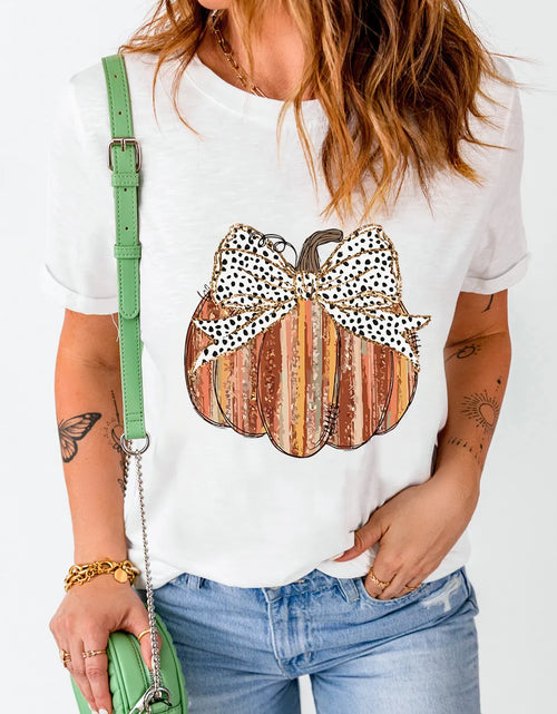 Load image into Gallery viewer, Full Size Pumpkin Round Neck Short Sleeve T-Shirt
