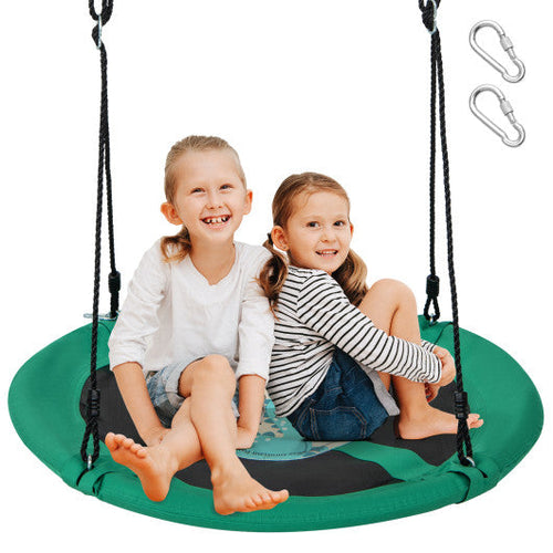 Load image into Gallery viewer, 40 Inches Saucer Tree Swing Round with Adjustable Ropes and Carabiners-Green
