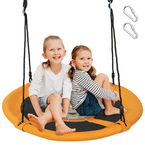Load image into Gallery viewer, 40 Inches Saucer Tree Swing Round with Adjustable Ropes and Carabiners-Yellow
