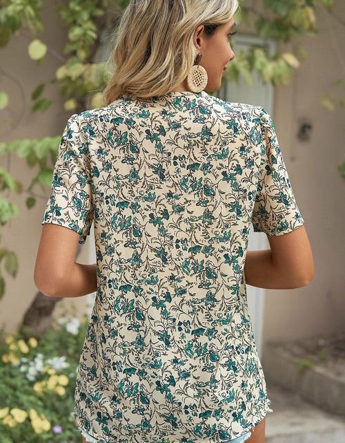 Load image into Gallery viewer, Floral V-Neck Short Sleeve T-Shirt
