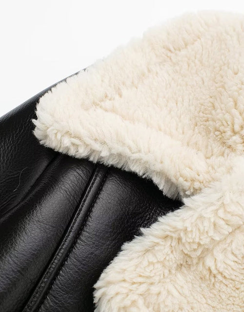 Load image into Gallery viewer, Collared Neck Long Sleeve Plush Cropped Jacket
