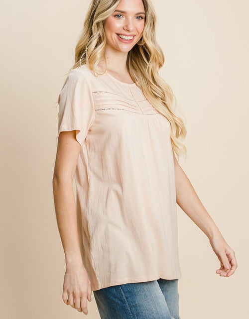 Load image into Gallery viewer, Cotton Bleu by Nu Label Eyelet Round Neck Short Sleeve T-Shirt
