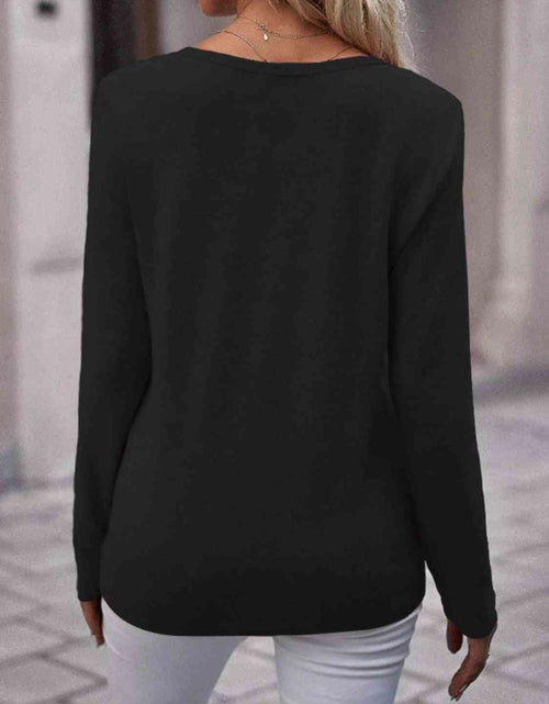Load image into Gallery viewer, Round Neck Buttoned Long Sleeve T-Shirt
