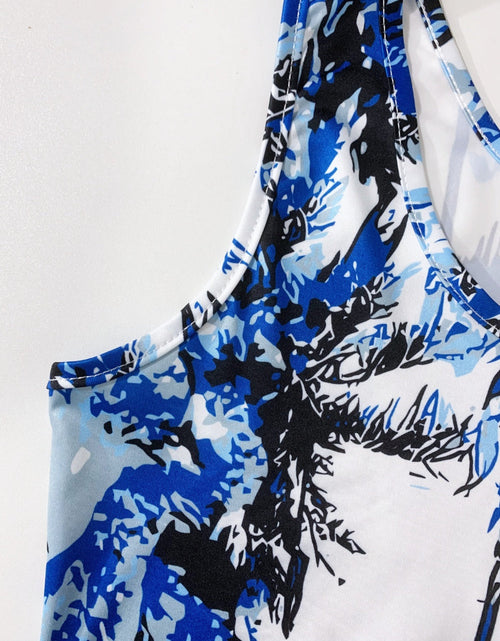 Load image into Gallery viewer, Printed Scoop Neck Wide Strap Mini Dress
