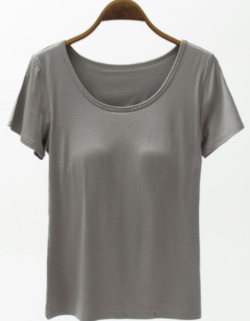 Load image into Gallery viewer, Round Neck Modal T-Shirt with Bra
