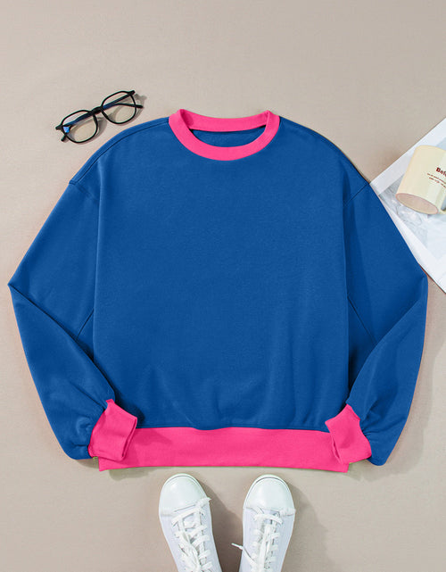 Load image into Gallery viewer, Contrast Round Neck Long Sleeve Sweatshirt

