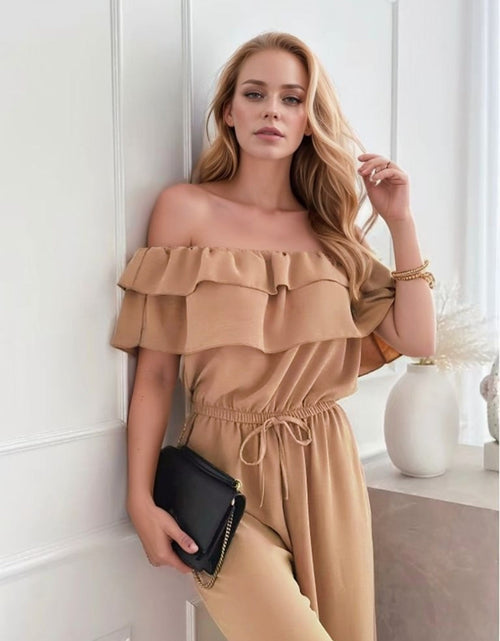 Load image into Gallery viewer, Ruffled Off-Shoulder Wide Leg Jumpsuit
