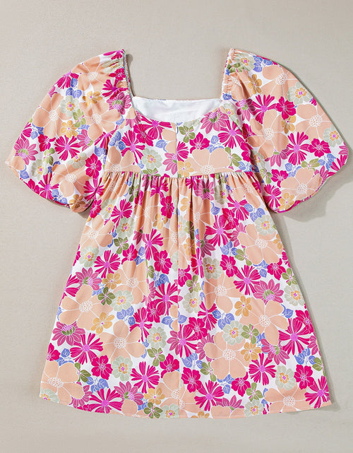 Load image into Gallery viewer, Printed Square Neck Half Sleeve Mini Dress
