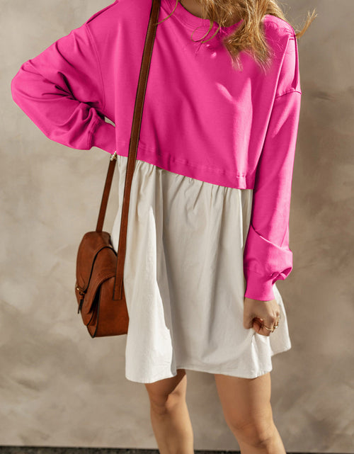 Load image into Gallery viewer, Round Neck Long Sleeve Mini Dress
