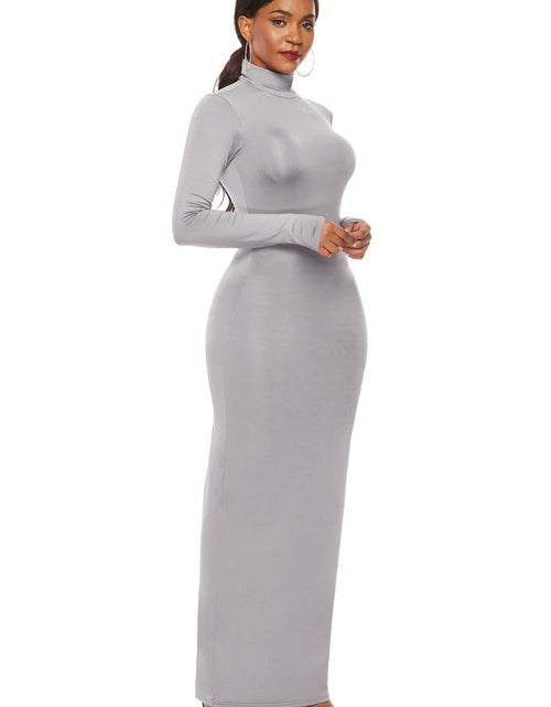 Load image into Gallery viewer, Mock Neck Long Sleeve Maxi Slim Dress

