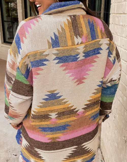 Load image into Gallery viewer, Geometric Button Up Long Sleeve Jacket
