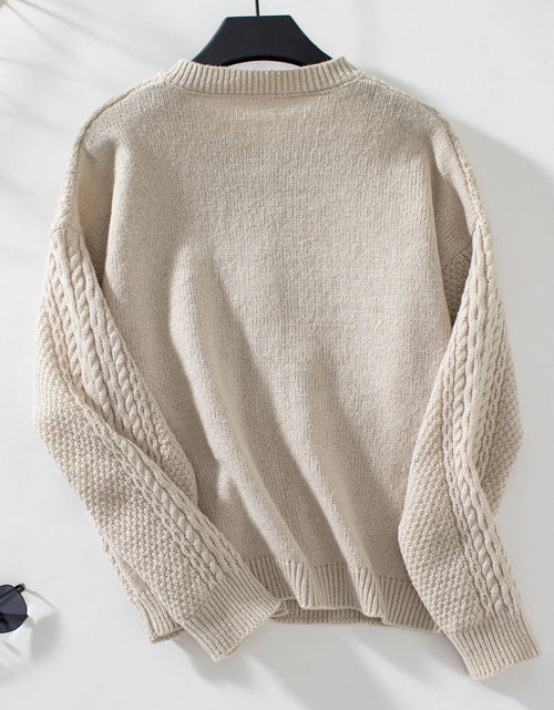 Load image into Gallery viewer, Cable-Knit Round Neck Button Up Cardigan
