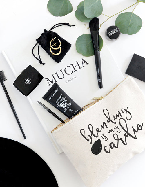 Load image into Gallery viewer, Blending is My Cardio Cotton Canvas Cosmetic Bag by The Cotton &amp; Canvas Co.
