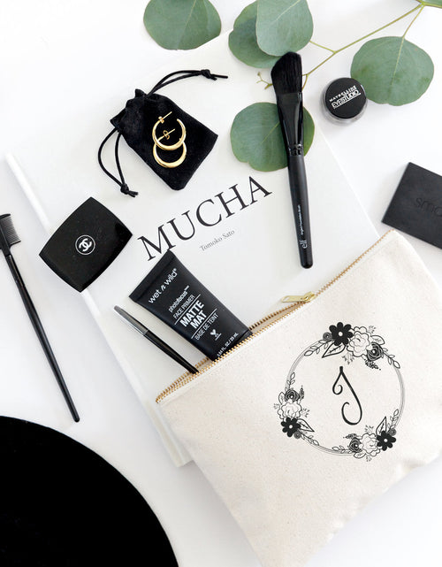 Load image into Gallery viewer, Personalized Monogram Floral Cosmetic Bag and Travel Make Up Pouch by The Cotton &amp; Canvas Co.
