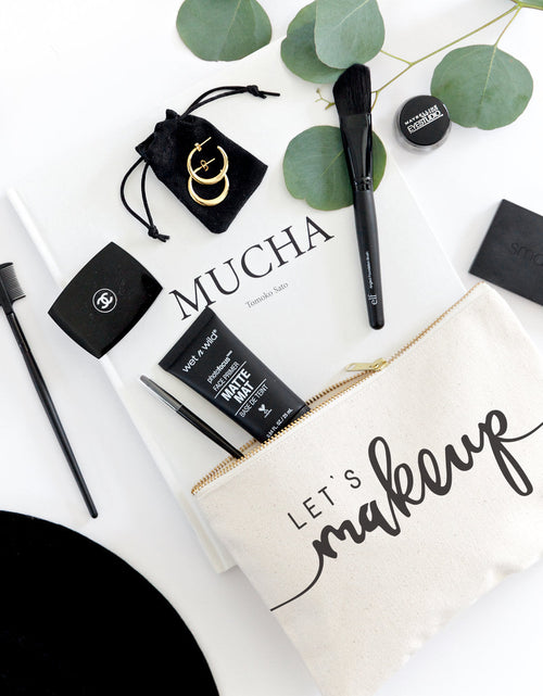 Load image into Gallery viewer, Let's Makeup Cotton Canvas Cosmetic Bag by The Cotton &amp; Canvas Co.
