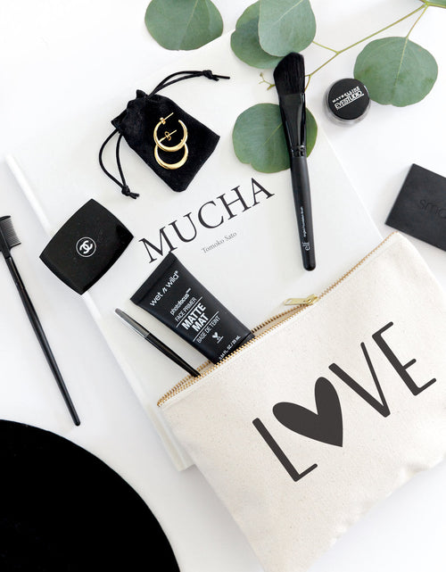 Load image into Gallery viewer, Love Cotton Canvas Cosmetic Bag by The Cotton &amp; Canvas Co.

