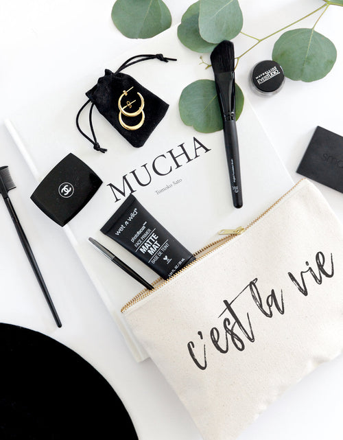 Load image into Gallery viewer, C'est La Vie Cotton Canvas Cosmetic Bag by The Cotton &amp; Canvas Co.
