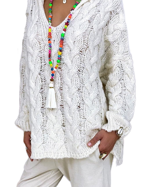 Load image into Gallery viewer, Cable-Knit Hooded Sweater
