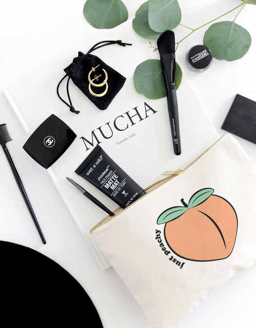 Load image into Gallery viewer, Just Peachy Cotton Canvas Cosmetic Bag by The Cotton &amp; Canvas Co.
