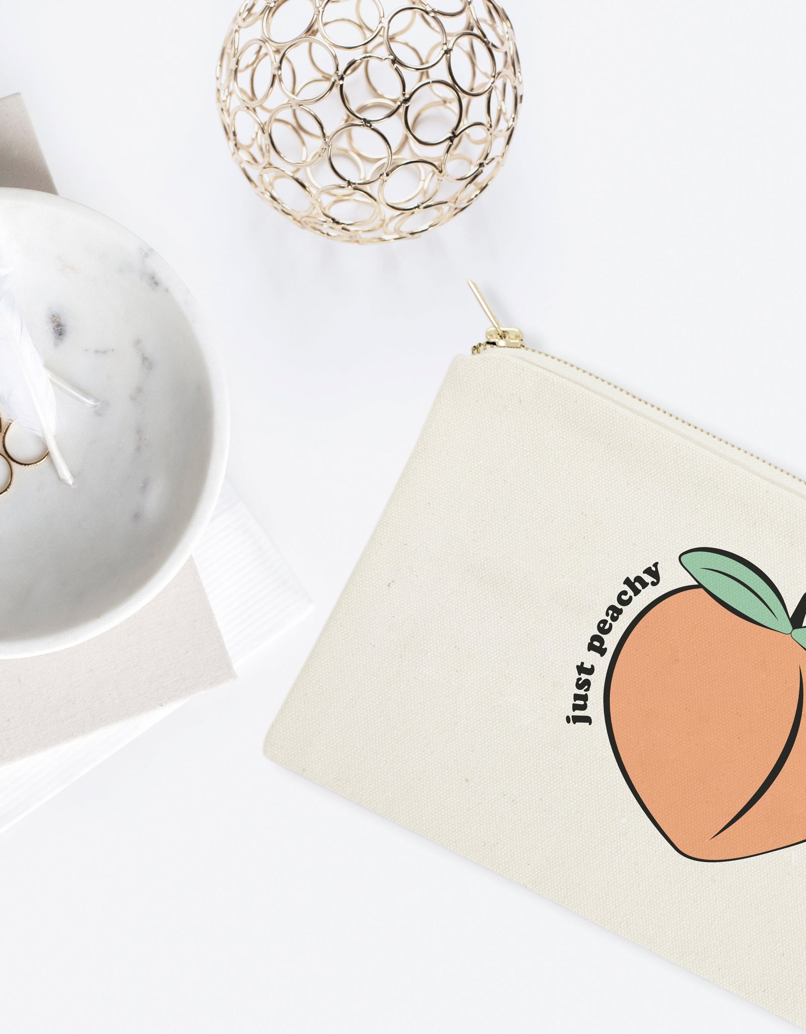 Just Peachy Cotton Canvas Cosmetic Bag by The Cotton & Canvas Co.
