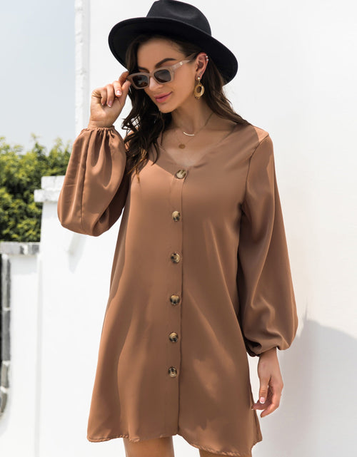 Load image into Gallery viewer, V-Neck Long Sleeve Mini Dress
