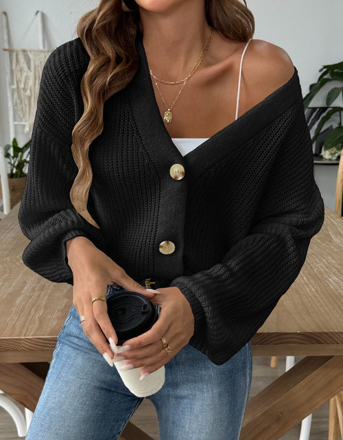 Load image into Gallery viewer, V-Neck Button Up Long Sleeve Cardigan
