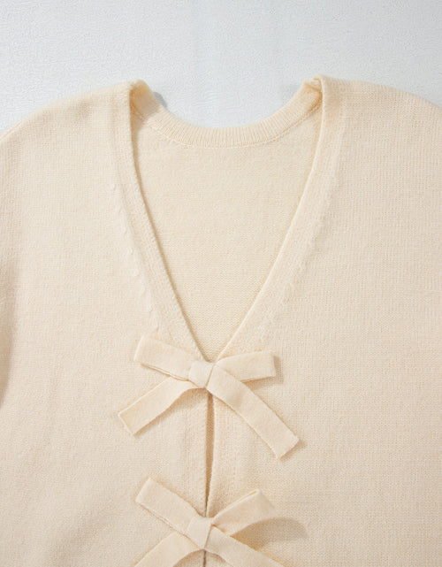 Load image into Gallery viewer, Bowknot Front V Neck Long Sleeve Cardigan
