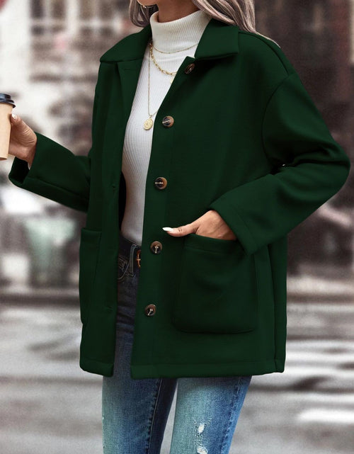 Load image into Gallery viewer, Pocketed Collared Neck Button Up Jacket
