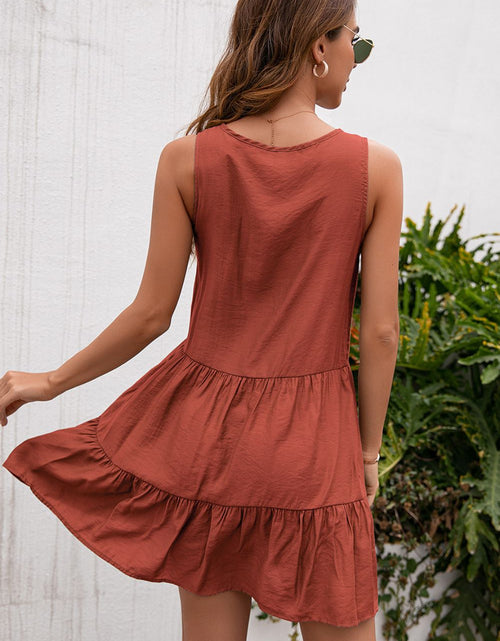 Load image into Gallery viewer, Ivy Lane Tassel Tie Lace Trim Sleeveless Dress
