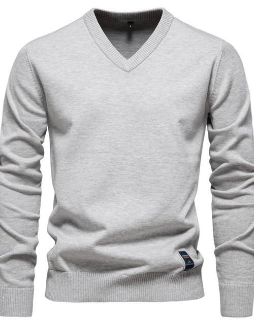 Load image into Gallery viewer, Men's Ribbed Hem V-Neck Long Sleeve Sweater
