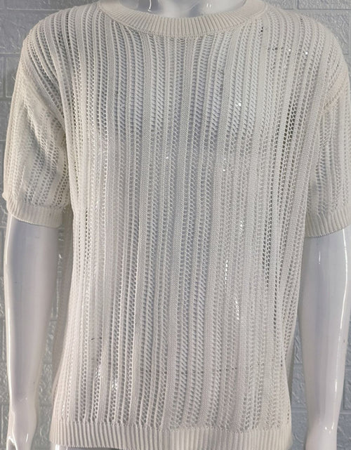 Load image into Gallery viewer, Men's Openwork Round Neck Knit T-Shirt
