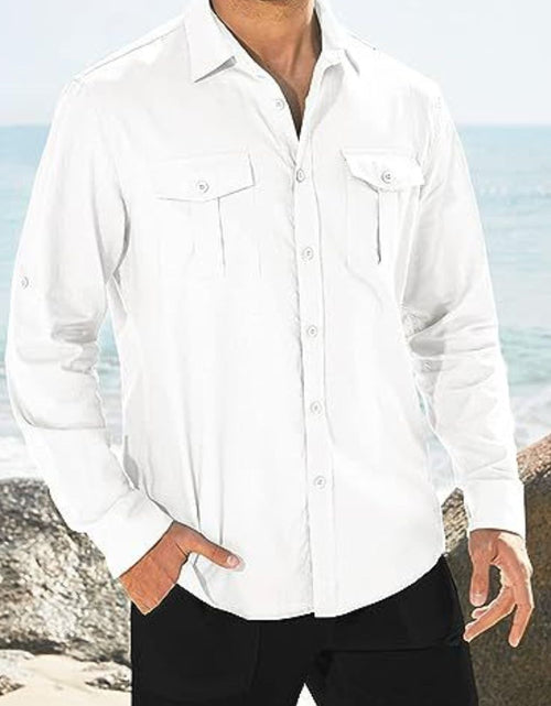 Load image into Gallery viewer, Men's Plus Size Button Down Collared Neck Long Sleeve Shirt

