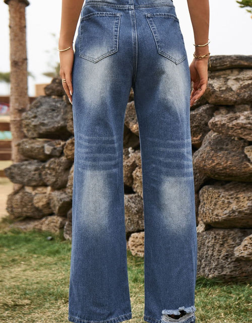 Load image into Gallery viewer, Distressed Buttoned Loose Fit Jeans
