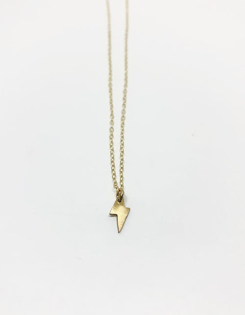 Load image into Gallery viewer, Mini Lightning Bolt Charm Necklace by Jennifer Cervelli Jewelry
