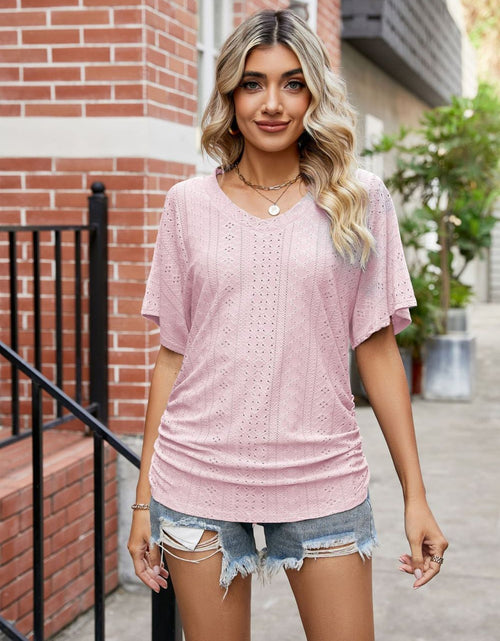 Load image into Gallery viewer, Flutter Sleeve Eyelet Gathered Detail Top
