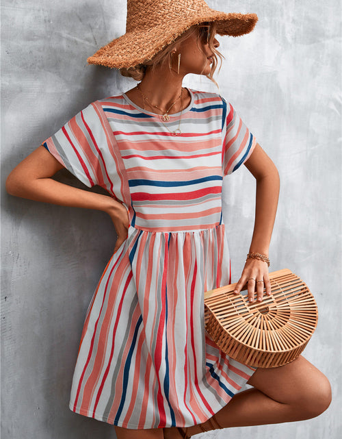 Load image into Gallery viewer, Striped Round Neck Dress
