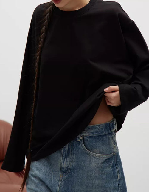Load image into Gallery viewer, Round Neck Dropped Shoulder Long Sleeve T-Shirt
